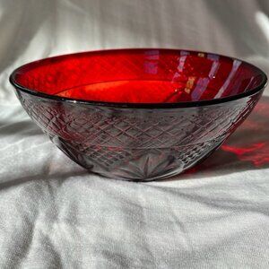 Vintage Luminarc Ruby Red Glass Bowl